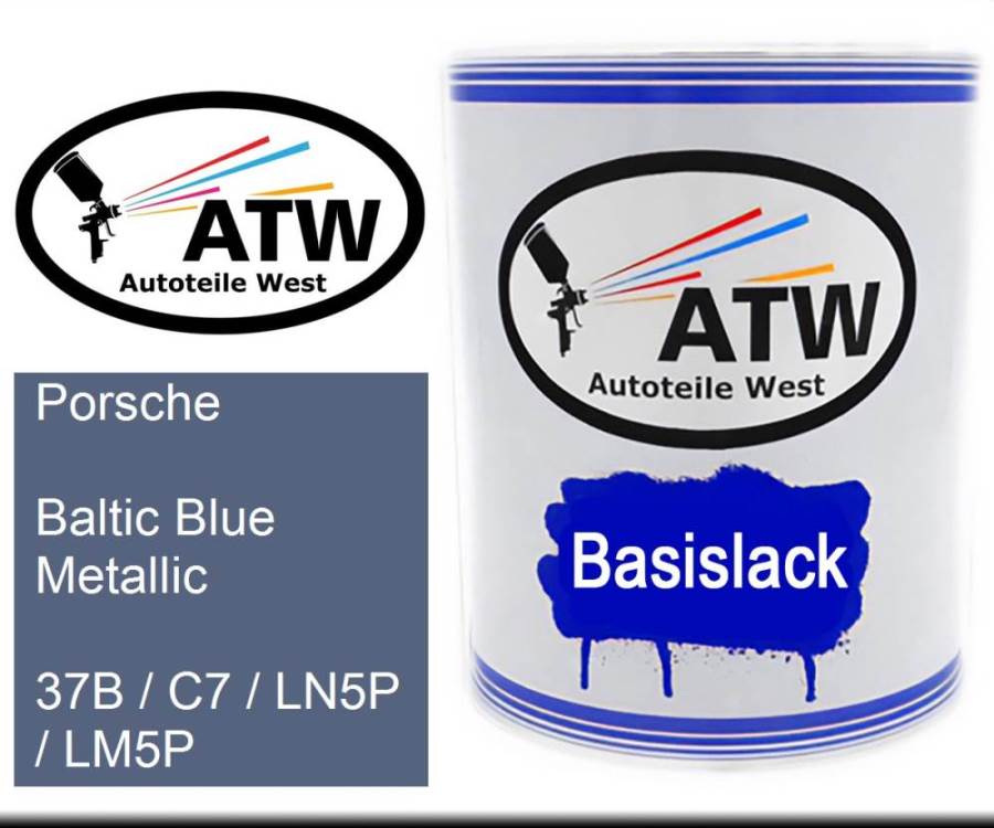 Porsche, Baltic Blue Metallic, 37B / C7 / LN5P / LM5P: 1L Lackdose, von ATW Autoteile West.